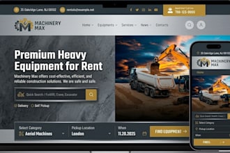 design a construction equipment and heavy machinery website for dealers