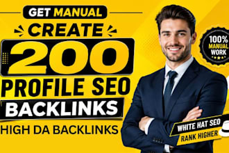 create 200 USA manual profile SEO backlinks for white hat link building