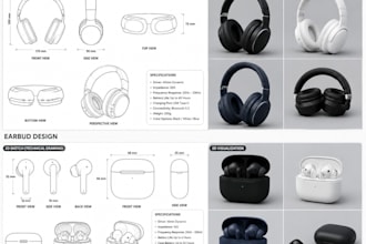 do 2d,3d industrial product design for headphones, smart accessories device