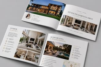 design real estate home listing brochure, project launch leasing booklet