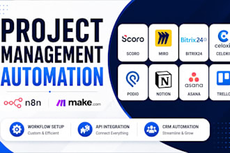 set up scoro miro biltrix24 celoxsis podio notion asana trello via make n8n