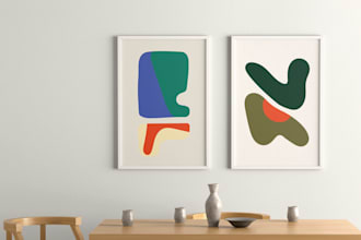 create custom abstract wall art and digital illustrations