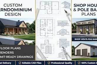 create custom barndominium floor plans site plans and construction drawings