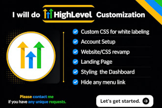 build gohighlevel dashboard customization, ghl sales funnel landing page design