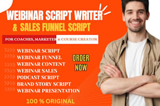 write high converting sales webinar script for presentation and webinar slides