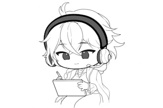 draw a custom chibi pngtuber character sketch for vtuber and streamers png tuber