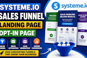 build ai powered systeme io sales funnel landing page and opt in page
