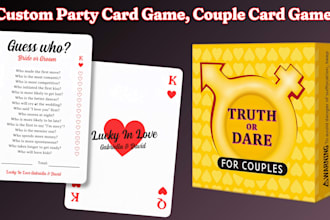 design custom couple game card, party card game, drinking adult card game design