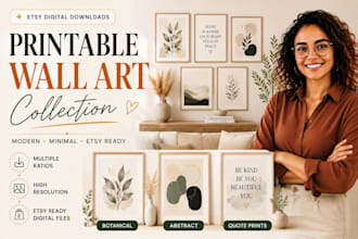 design etsy printable wall art collection for digital downloads, canvas wall art