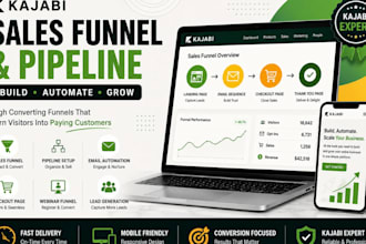build kajabi funnel, landing page, pipeline and webinar funnel, funnel builder