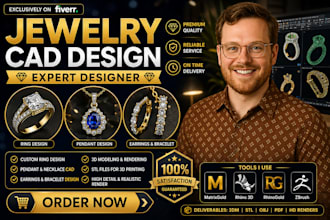 create custom jewelry cad design and 3d model for casting or printing