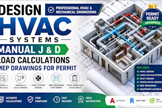design hvac systems, manual j and d, load calcu mep drawings for permit