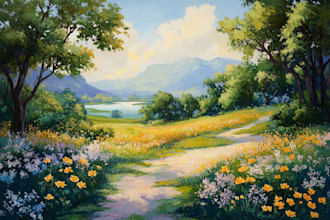 paint landscape in oil painting