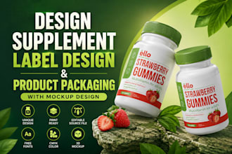 design supplement label design and  product packaging with mockup design
