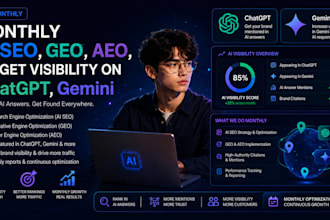 monthly ai seo  geo, aeo, to get visibility on chatgpt, gemini