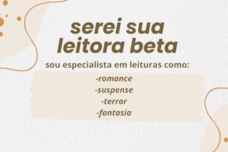eu serei o seu leitor beta e avaliarei seu livro ou manuscrito