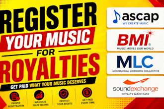 register your music for royalties with ascap, bmi, mlc and soundexchange