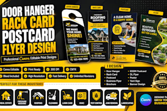 design professional door hanger rack card post card canva flyer hvac roofing