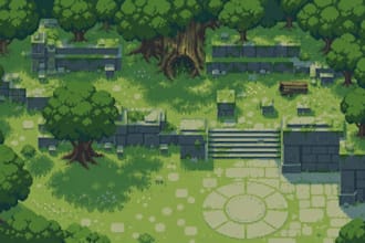 create pixel art background and environment tileset and tilemap for your game