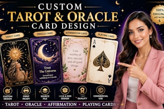 design custom tarot oracle affirmation flash and playing cards praying card