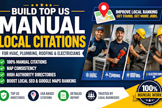 build top US manual local citations for hvac plumbing roofing and electrician