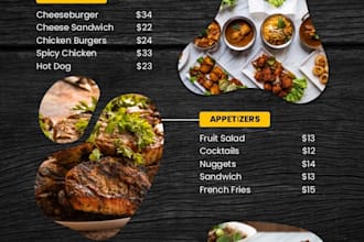 design creative food and juice menu cards