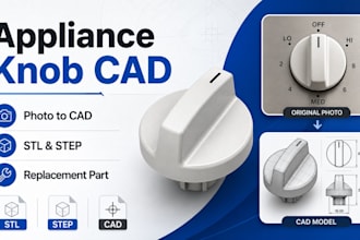 design appliance knob from photo scan into stl step cad replacement part files