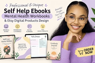design mental health workbook journal self help ebook canva workbook for etsy