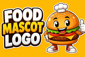 design custom food mascot logo for restaurant cafe and food brand