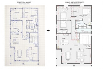 convert  hand sketch, PDF, image into  cad floor plan