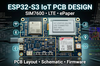 design esp32 s3 sim7600 iot cellular epaper pcb, layout, schematic and firmware