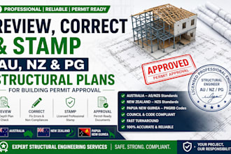 review, correct and stamp au nz pn structural plans for building permit approval