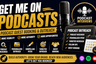 get you booked as a guests on podcasts with personalized outreach