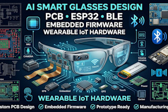 design ai smart glasses pcb esp32, ble and embedded firmware
