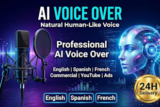 create natural humanlike ai voiceover in 3 languages