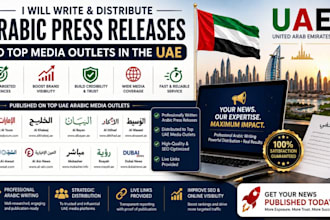 write and distribute arabic press releases to top media outlets in the uae