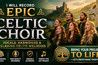record epic celtic choir vocals, harmonies, and relaxing celtic melodies