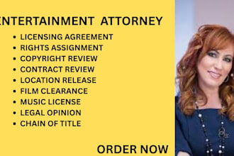 be entertainment lawyer and proofread contracts, film clearance in USA, uae, UK