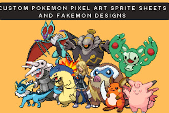 custom pokemon pixel art sprite sheets and fakemon character designs pokemon art