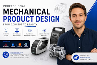 do mechanical product design, mechanical engineering and 3d model in fusion 360