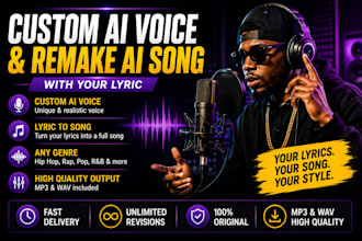 create custom ai generated voice, remake ai song with your lyric using suno ai