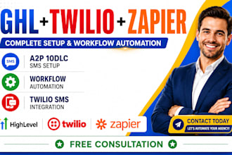 setup gohighlevel a2p 10dlc SMS twilio zapier workflow automation for agency
