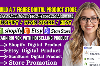 roi 90k 7 figure shopify digital product store,stan store,etsy digital product
