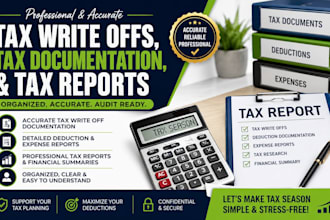 write tax write offs, tax documentation, and tax reports