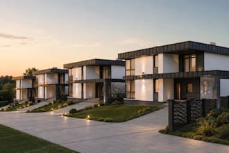 3d residential site visual,duplex external render, real estate layout cgi render