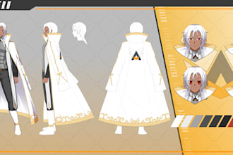 draw anime character sheet and character design
