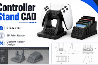 design controller part and game card holder stl step cad 3d printable model