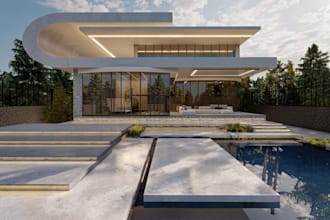 design modern facade, luxury exterior renovation and photorealistic cgi