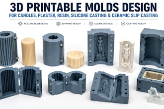 do 3d printable mold for candle, plaster, resin, and silicone casting