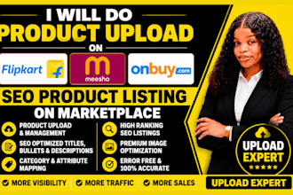 do product upload on flipcart meesho onbuy seo product listing on marketplace